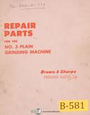 Brown & Sharpe-Brown & sharpe No. 5 Plain, Grindng Machine Repair Parts Manual 1967-5-No. 5-01